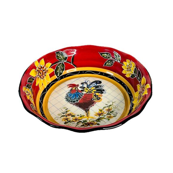 Certified International Chanticleer Rooster Julie Ueland Ceramic Serving Bowl - Picture 1 of 5